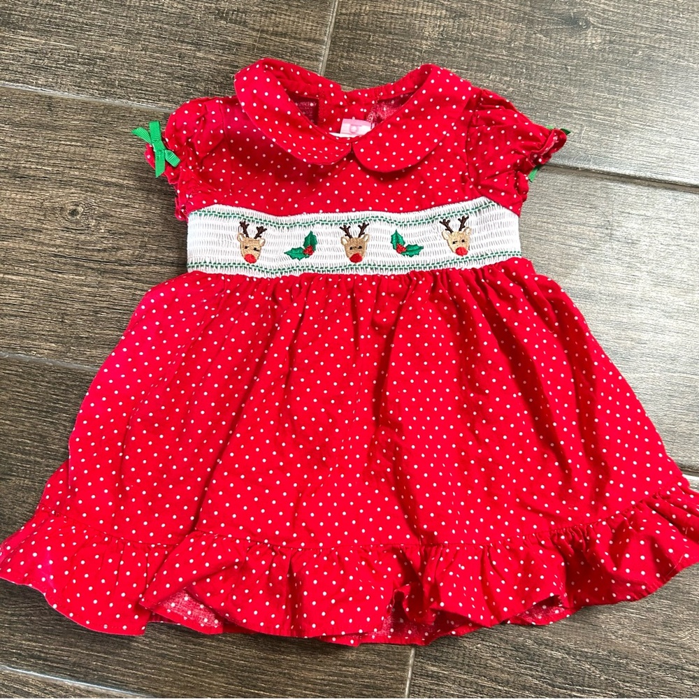 Good Lad / Red Polkadot Reindeer Christmas Mistle Toe Dress